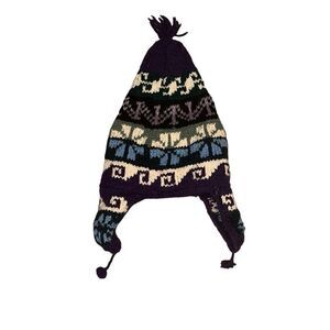 Vintage Rev Wear Unisex Multicolor Fair Isle Wool Peruvian Earflap Winter Hat